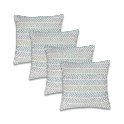 Set of Four 18" X 18" Orange Beach Chevron Cotton Zippered Pillow