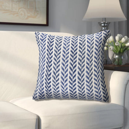 Set of Four 18" X 18" Blue Beach Chevron Cotton Zippered Pillow