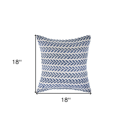 Set of Four 18" X 18" Blue Beach Chevron Cotton Zippered Pillow