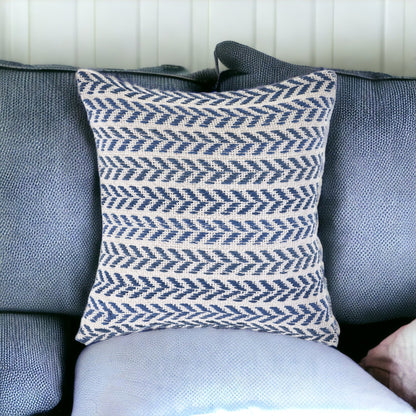 Set of Four 18" X 18" Orange Beach Chevron Cotton Zippered Pillow