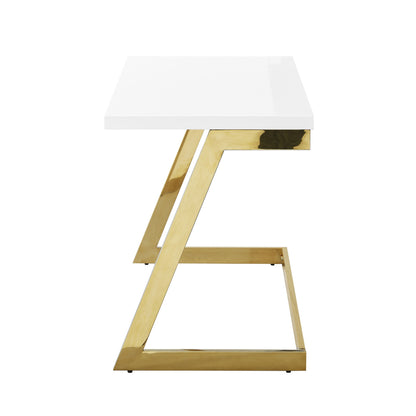 47" White and Gold Writing Desk