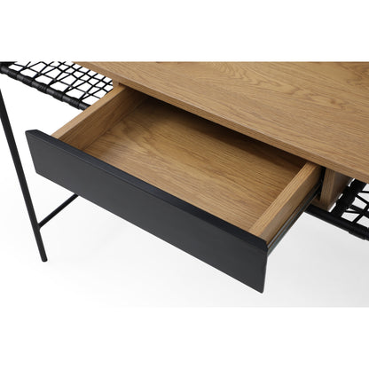 43" Natural and Black Writing Desk