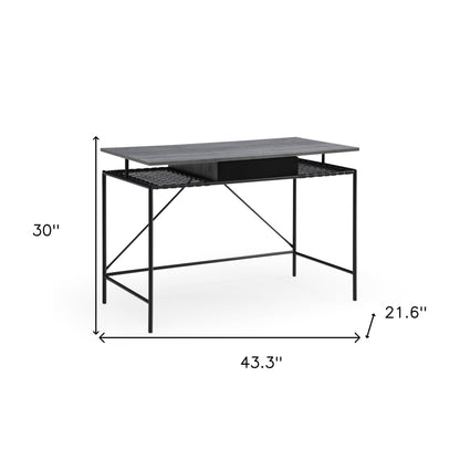 43" Natural and Black Writing Desk