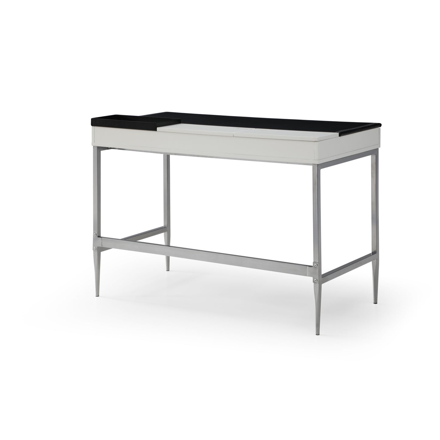 43" Black and White Writing Desk With Two Drawers