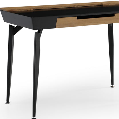 44" Black and Natural Writing Desk With Three Drawers