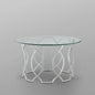 32" Clear And Gold Glass And Iron Round Coffee Table