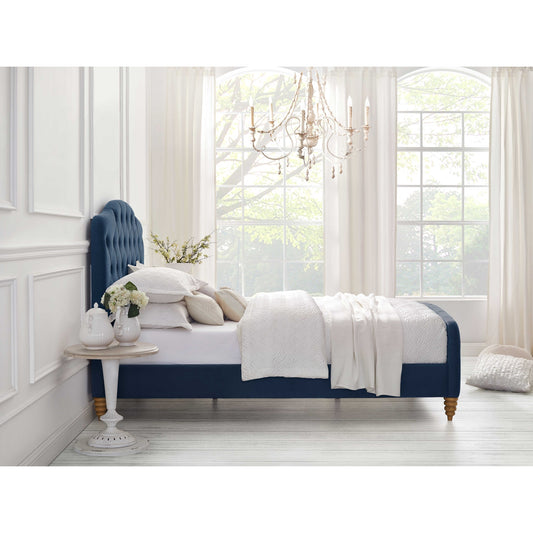 Blush Solid Wood Twin Tufted Upholstered Velvet Bed