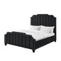 Black Solid Wood Queen Tufted Upholstered Velvet Bed with Nailhead Trim