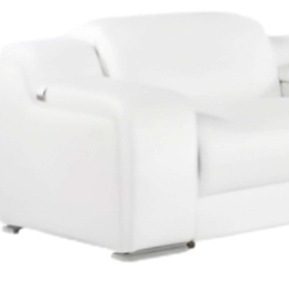 White Italian Leather 4 Power Reclining L Shaped Eight Piece Corner Sectional With Console