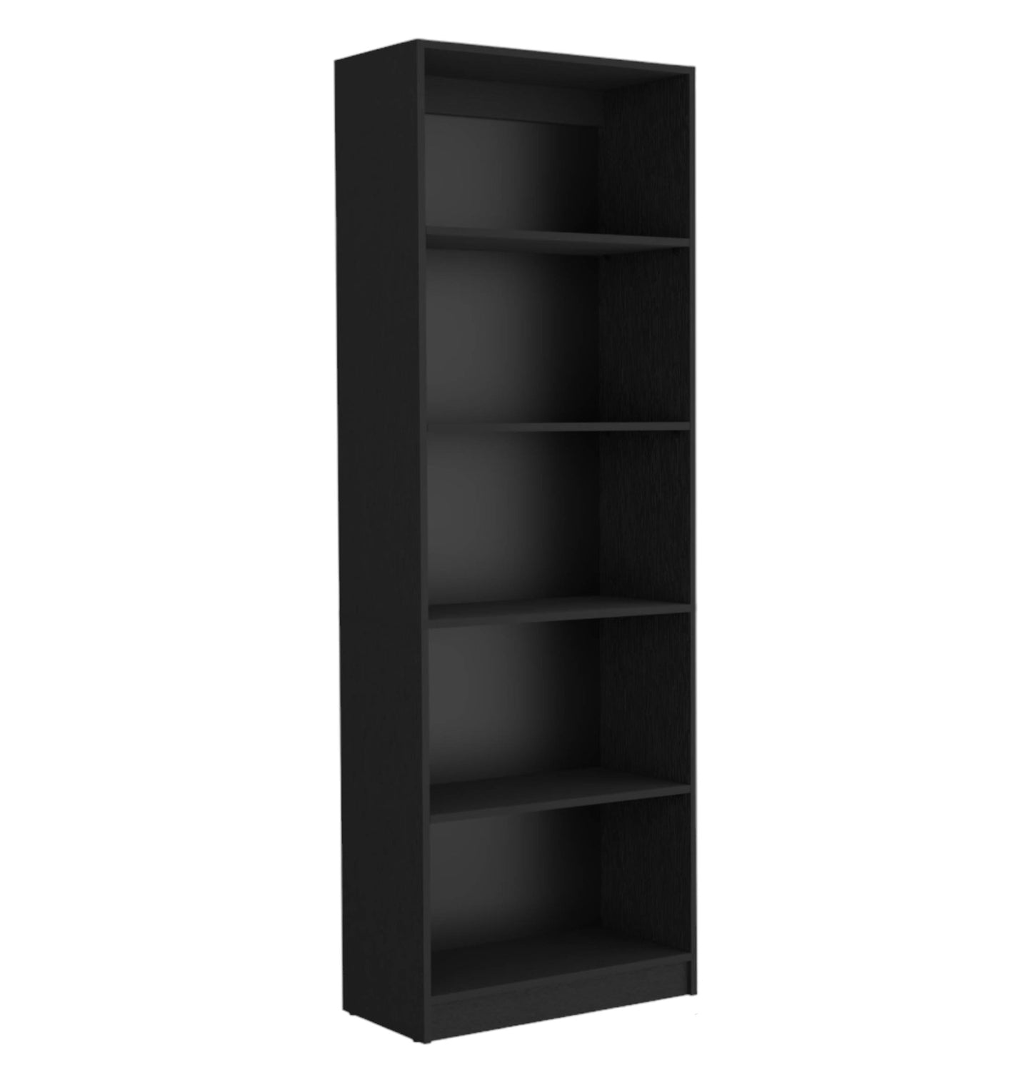 71" Black Five Tier Bookcase