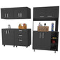 28" Black Wall mounted Accent Cabinet With Nine Shelves And Three Drawers