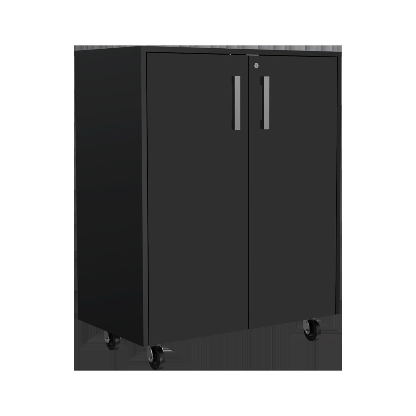 28" Black Wall mounted Accent Cabinet With Nine Shelves And Three Drawers