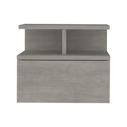 13" Gray One Drawer Faux Wood Floating Nightstand