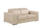 71" Beige And Silver Genuine Leather Love Seat