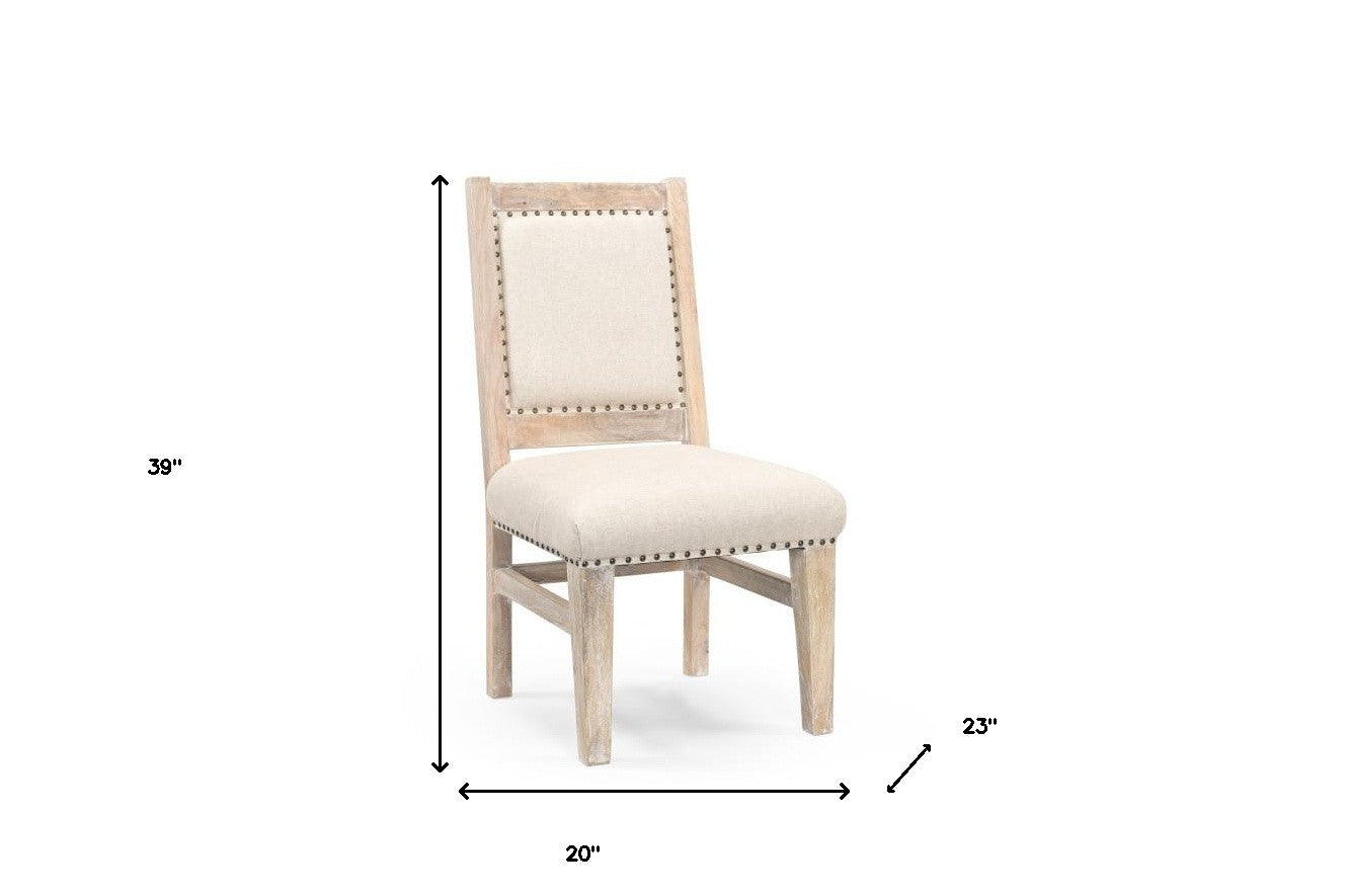 20" Beige And White Side Chair