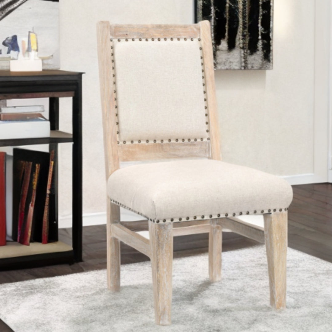 20" Beige And White Side Chair