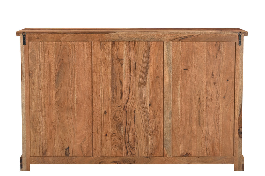 60" Brown Solid Wood Live Edge Six Drawer Double Dresser