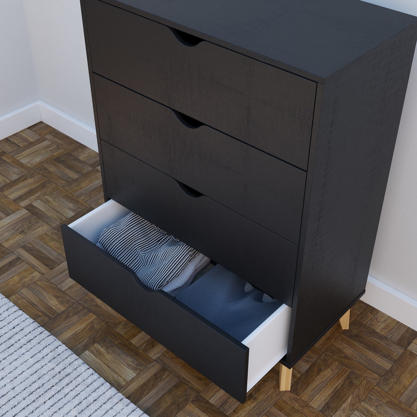 30" Black Four Drawer Standard Chest