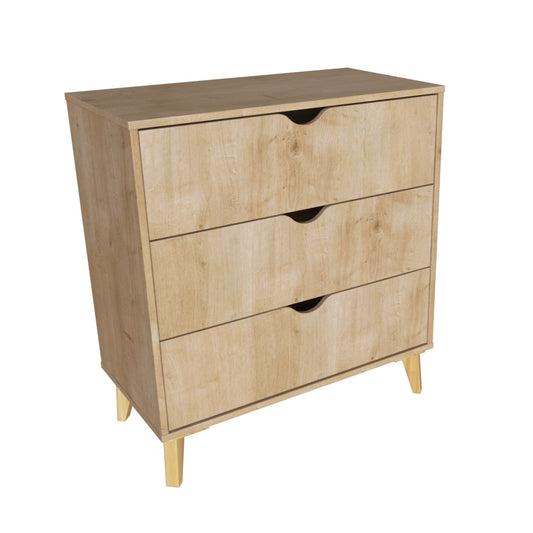 30" Natural Three Drawer Dresser