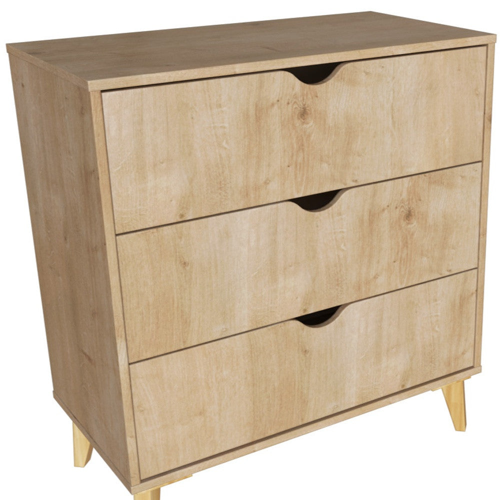 30" Natural Three Drawer Dresser