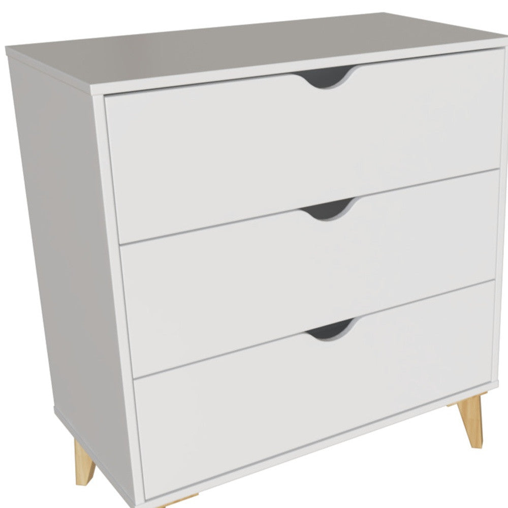 30" White Three Drawer Dresser