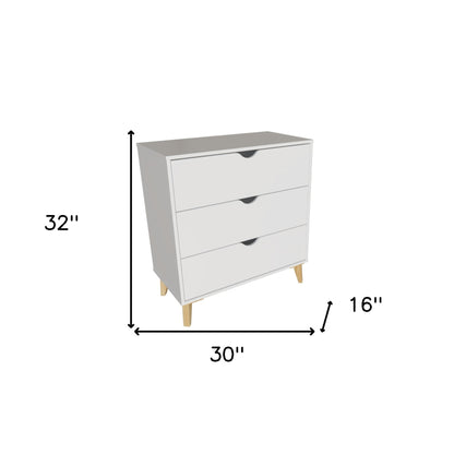 30" White Three Drawer Dresser