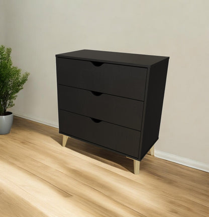 30" Black Three Drawer Dresser