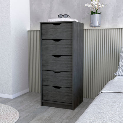 18" Gray Five Drawer Standard Chest