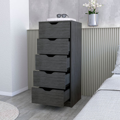 18" Gray Five Drawer Standard Chest