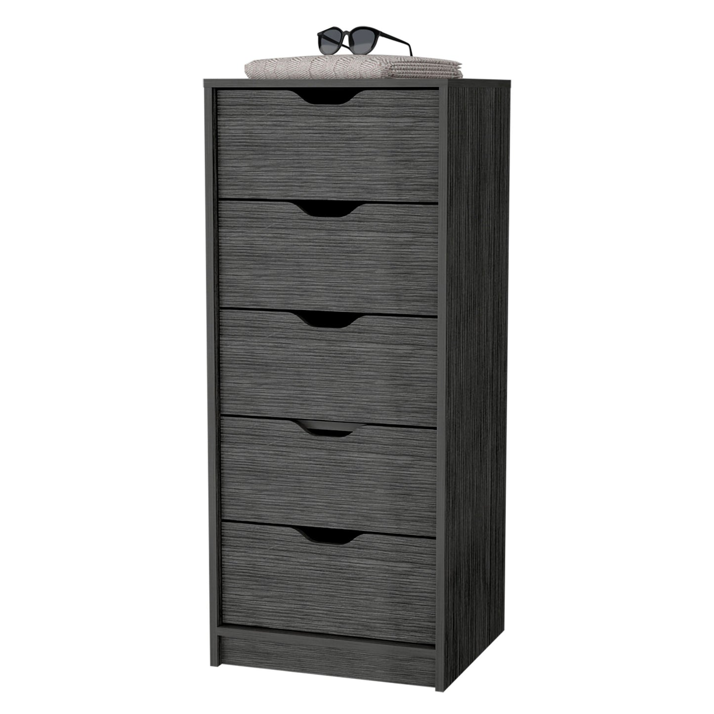 18" Gray Five Drawer Standard Chest