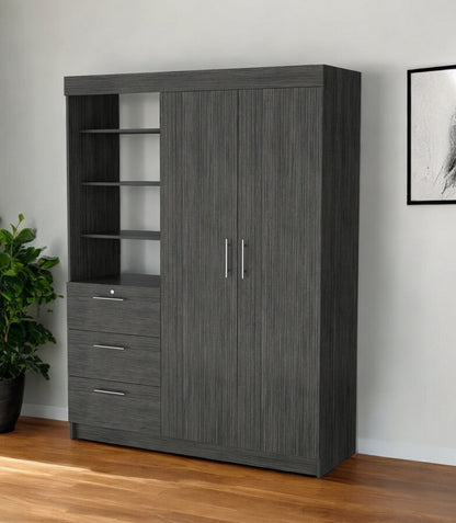 59" Gray Three Drawer Combo Dresser