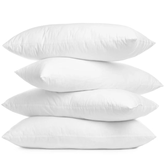 Set of Four 12" X 20" White Microfiber Throw Pillow Insert