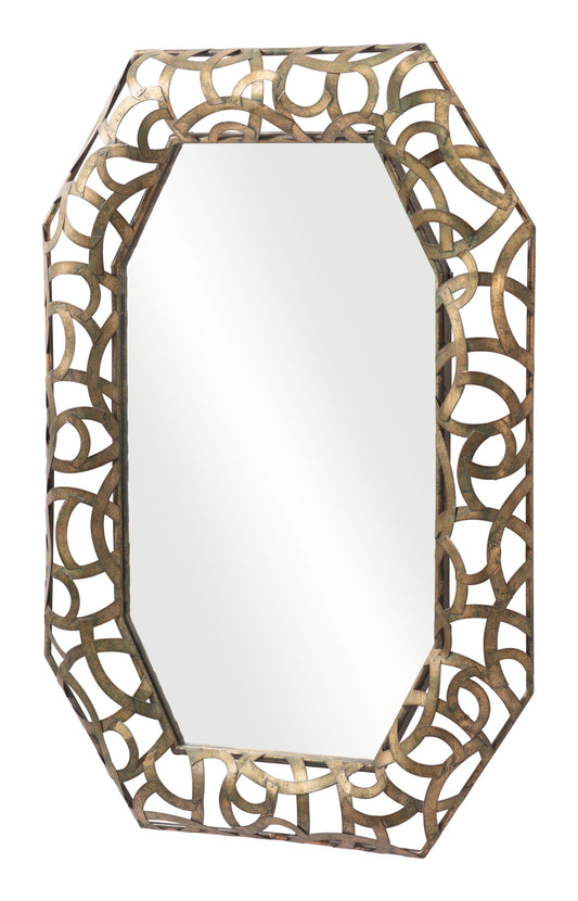 35" Bronze Octagonal Steel Framed Accent Mirror