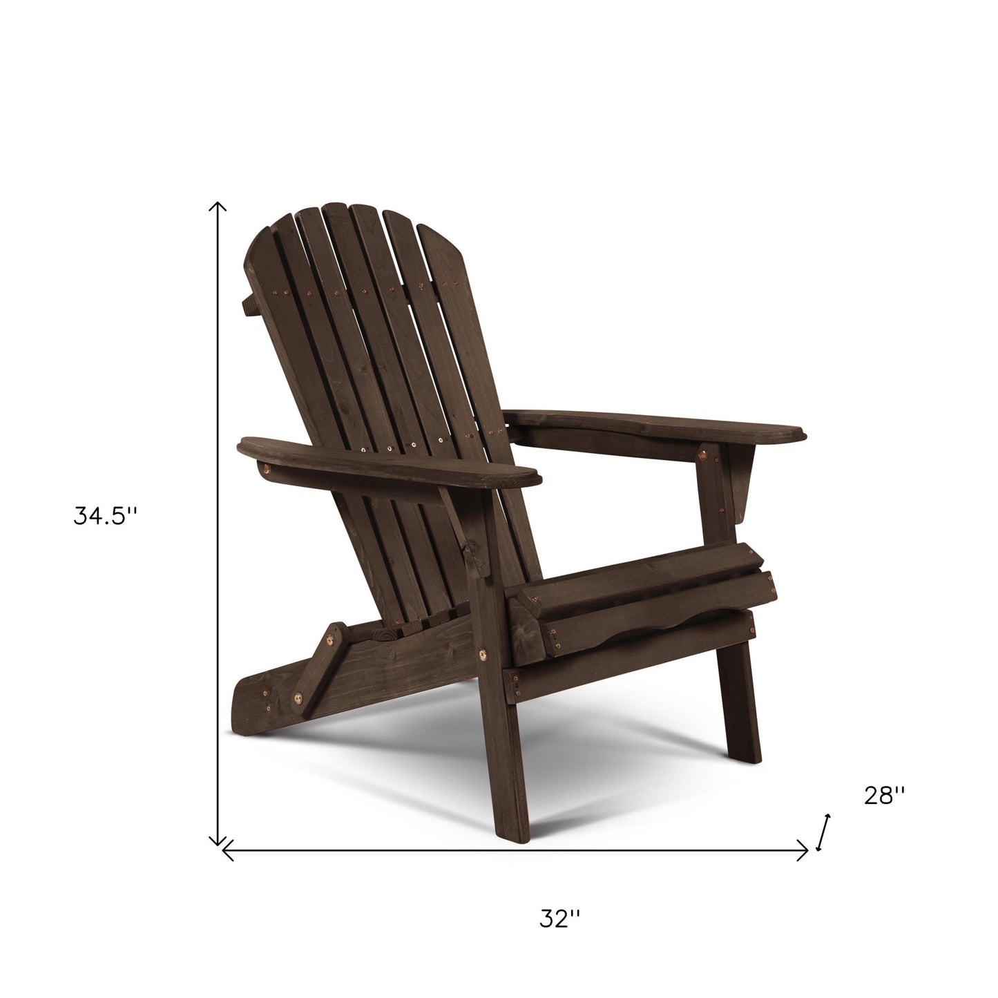 32" Dark Brown and Natural Wood Solid Wood Outdoor Adirondack Chair