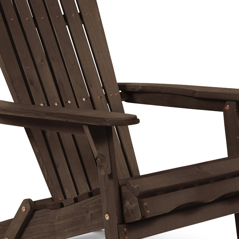 32" Dark Brown and Natural Wood Solid Wood Outdoor Adirondack Chair