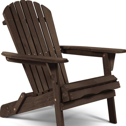 32" Dark Brown and Natural Wood Solid Wood Outdoor Adirondack Chair