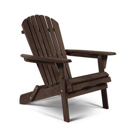 32" Dark Brown and Natural Wood Solid Wood Outdoor Adirondack Chair