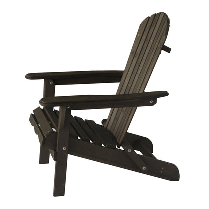 32" Dark Brown and Natural Wood Solid Wood Outdoor Adirondack Chair