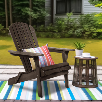 32" Dark Brown and Natural Wood Solid Wood Outdoor Adirondack Chair