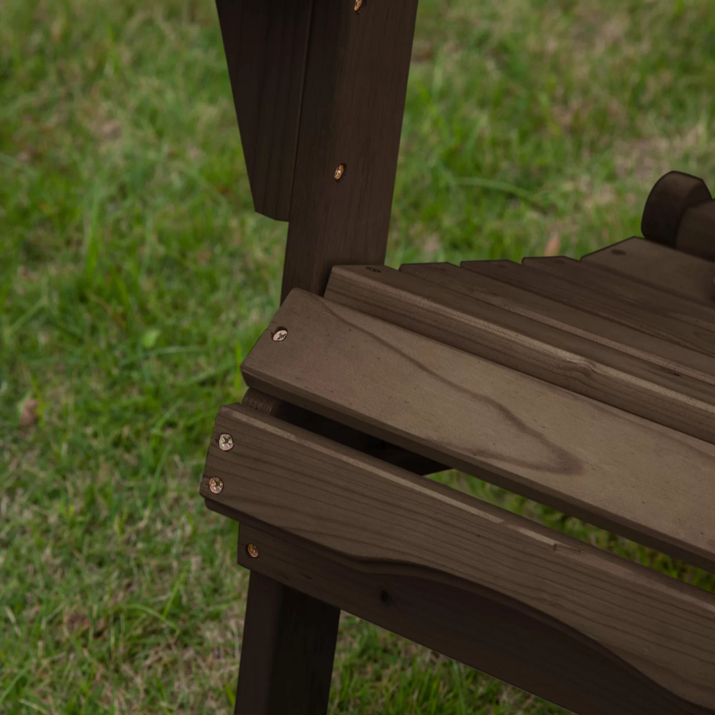 32" Dark Brown and Natural Wood Solid Wood Outdoor Adirondack Chair