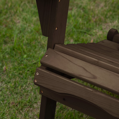 32" Dark Brown and Natural Wood Solid Wood Outdoor Adirondack Chair