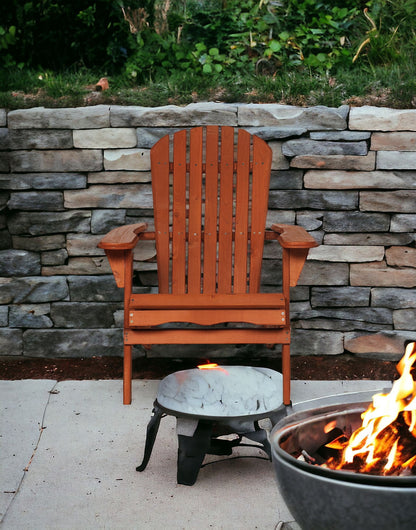 32" Battleship Gray and Natural Wood Heavy Duty Plastic Outdoor Adirondack Chair