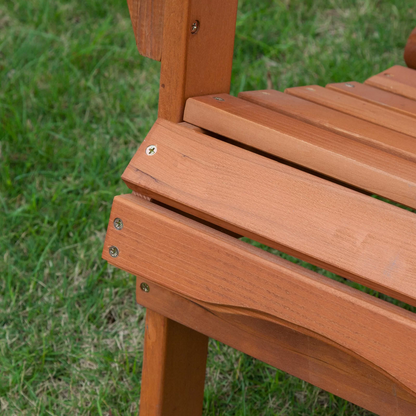 32" Battleship Gray and Natural Wood Heavy Duty Plastic Outdoor Adirondack Chair