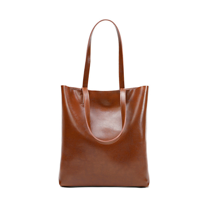 Women's Cow Leather Tote Bag Stylish And Simple