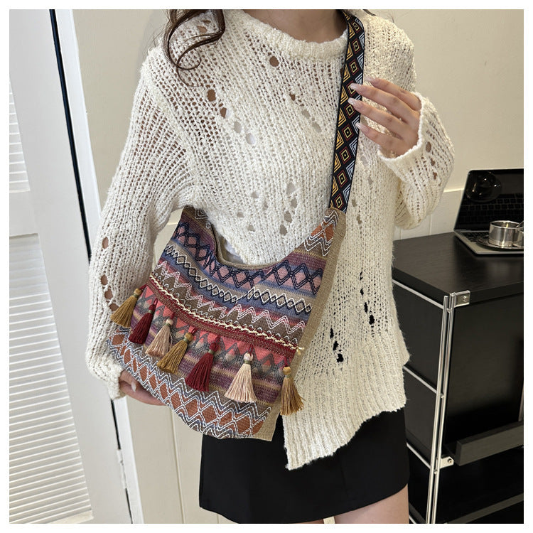 Simple Shoulder Retro Ethnic Style Large Capacity Bag