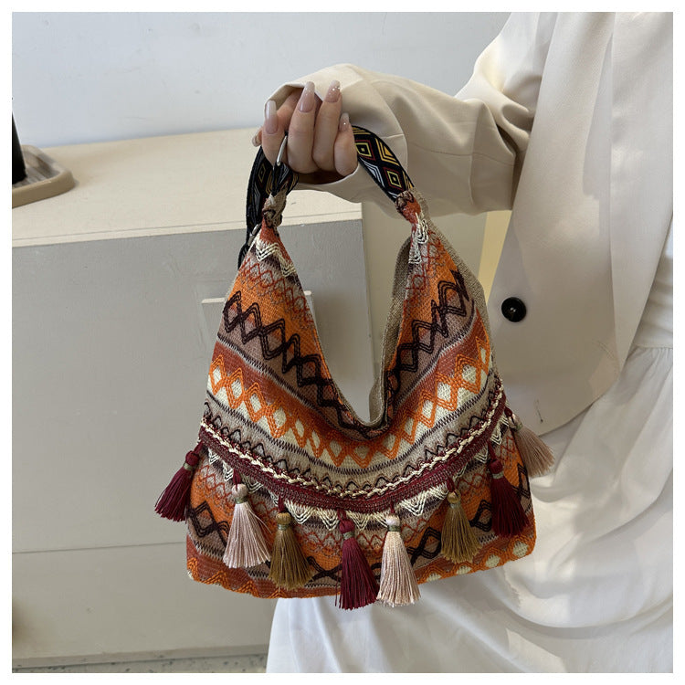 Simple Shoulder Retro Ethnic Style Large Capacity Bag