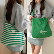 Metro Striped Canvas Shoulder Tote