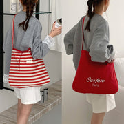 Metro Striped Canvas Shoulder Tote