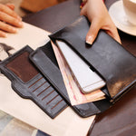 Load image into Gallery viewer, Leather Buckle Simple Business Cowhide Thin Wallet Card
