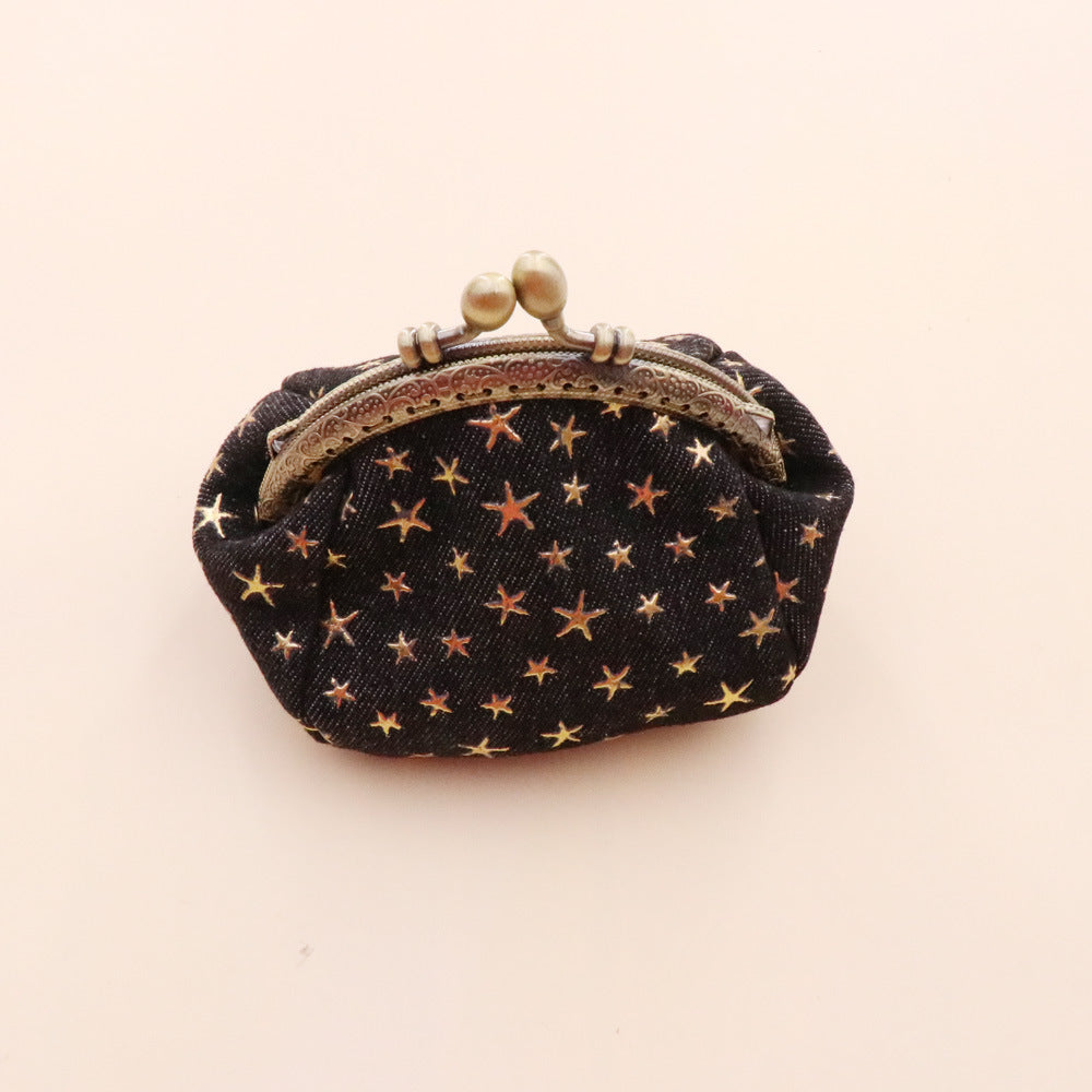 Denim Cloth Vintage Handmade Women's Hand-held Coin Purse Hasp Card